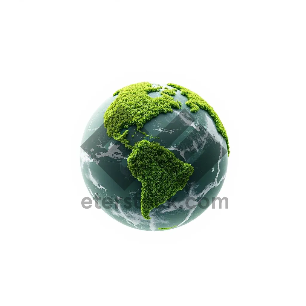 Picture of 3D glass planet globe with map continents icon