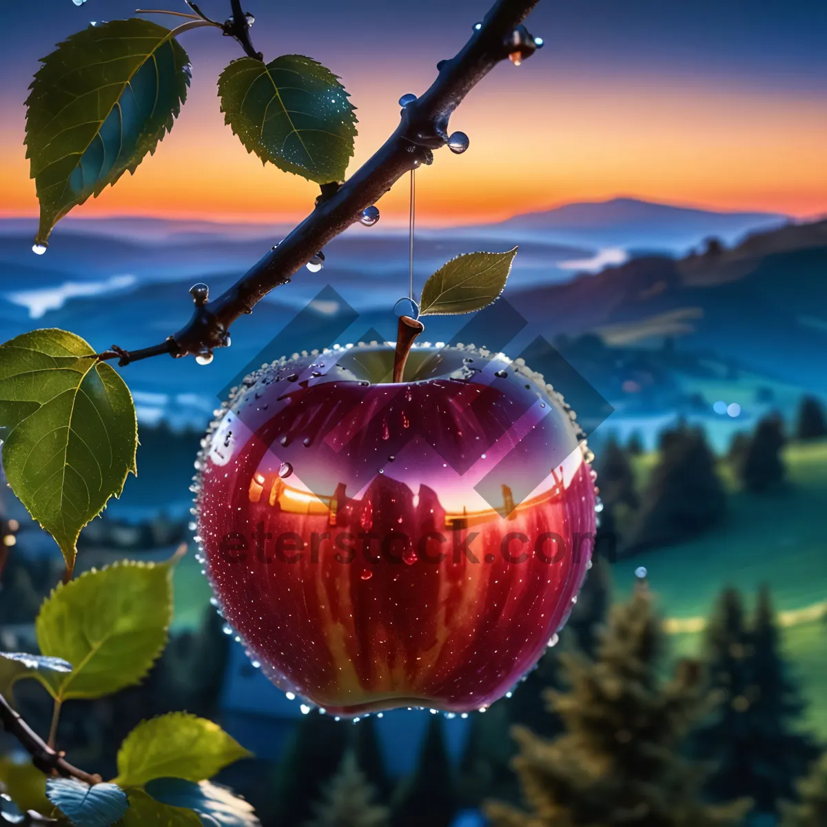 Picture of Delicious Red Apple and Sweet Gooseberry Fruit