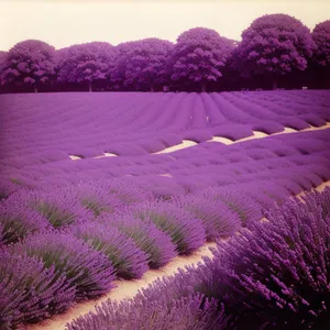 Blooming Lavender Field in Spring Landscape