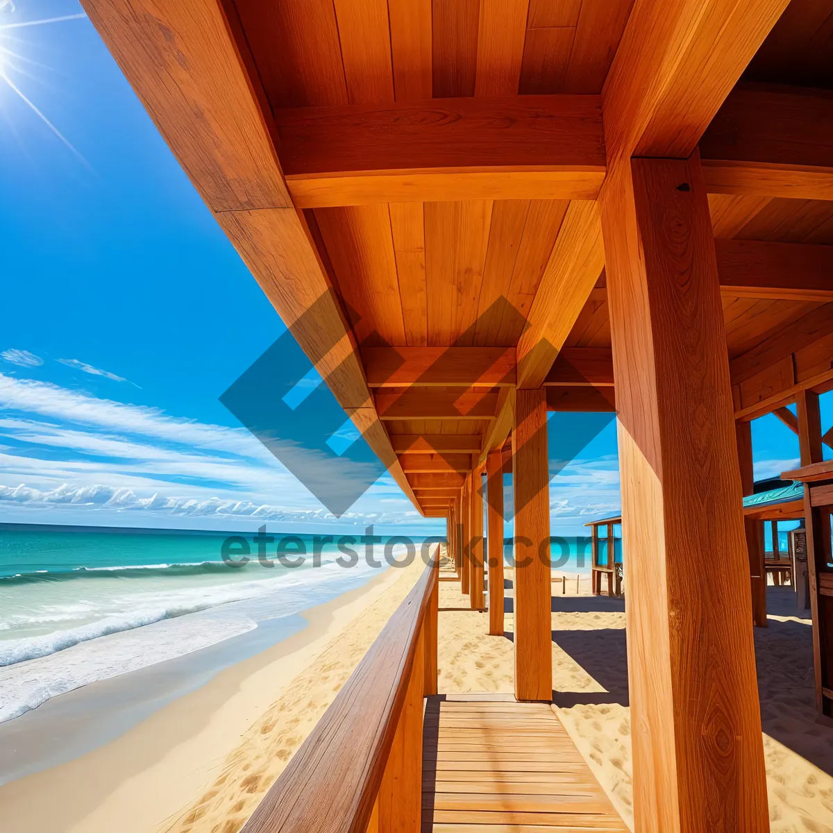 Picture of Serene Seascape: Deck overlooking the Crystal Blue Ocean