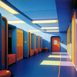 Urban Modern Business Hallway with 3D Perspective