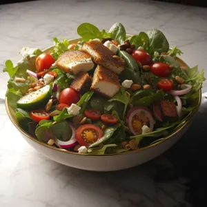 Fresh salad with green peas and lettuce.