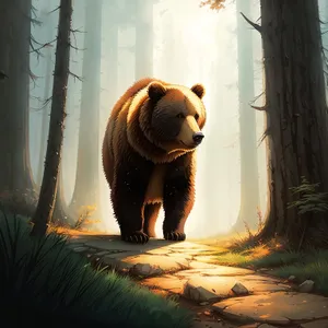 Majestic Brown Bear Roaming Wild in Menagerie