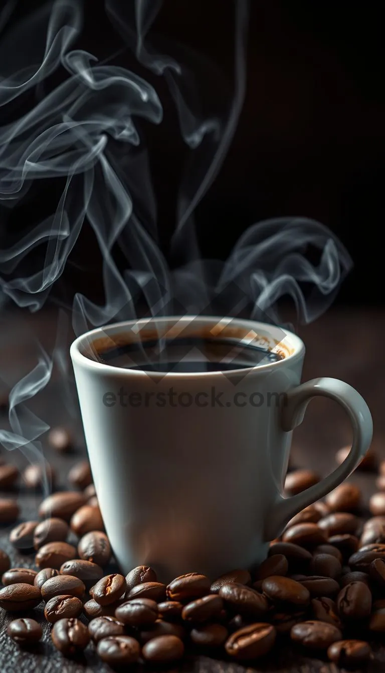 Picture of Dark Roast Espresso in Black Mug on Table