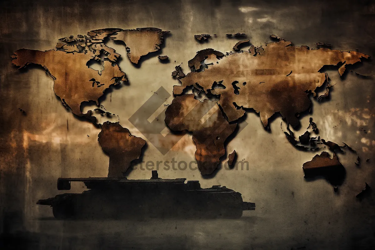 Picture of Vintage world map texture wallpaper background aged antique