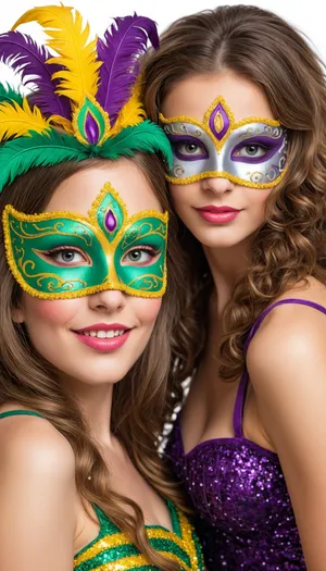 Fashion Model with Venetian Mask at Masquerade Ball.