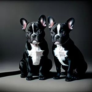 Adorable Terrier Puppy: Studio Portrait of Obedient Bulldog