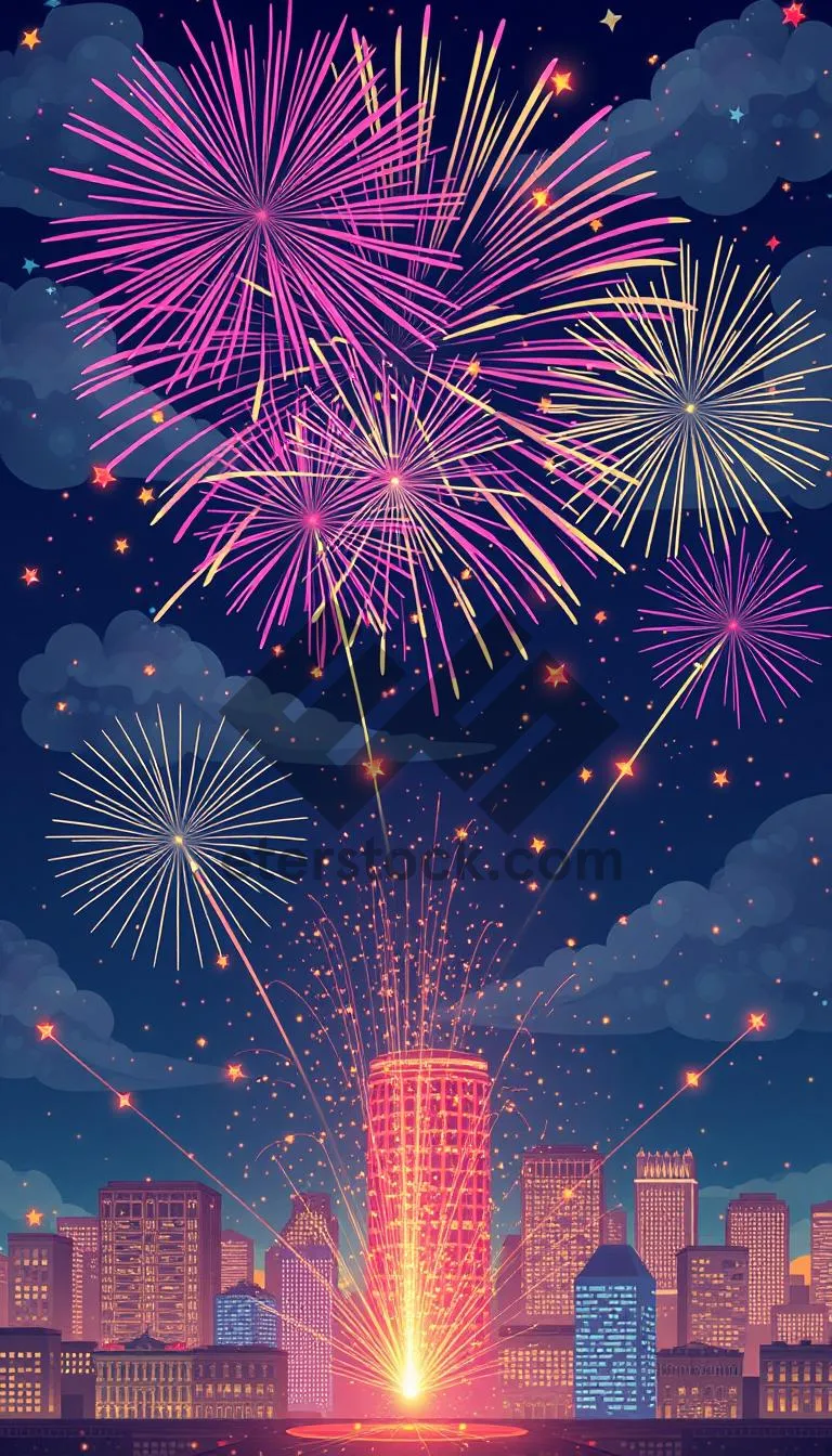 Picture of Night Sky Fireworks Celebration
