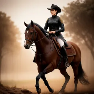 Brown Stallion in Sidesaddle Equestrian Sport