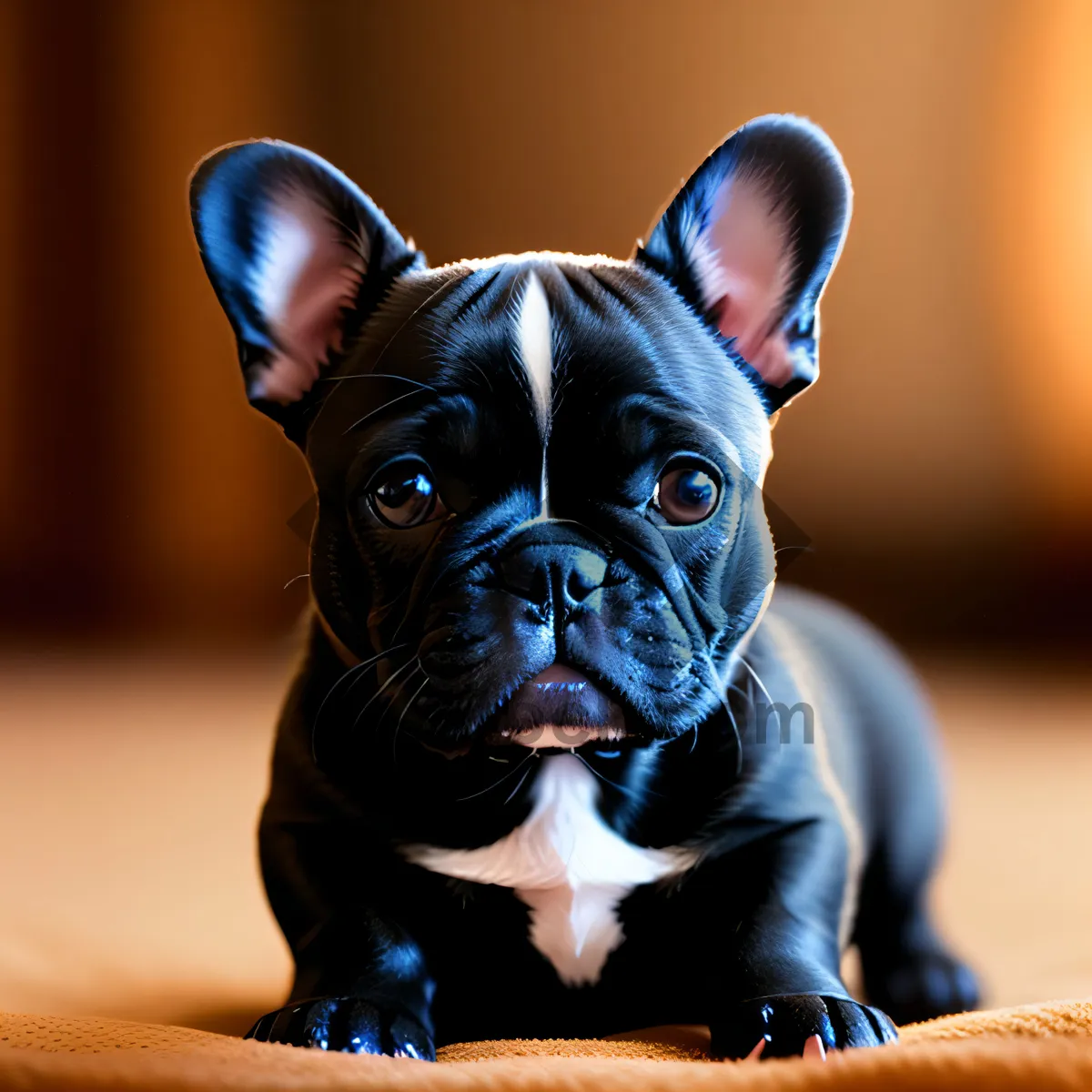 Picture of Cute Bulldog Portrait - Adorable Canine with Wrinkles