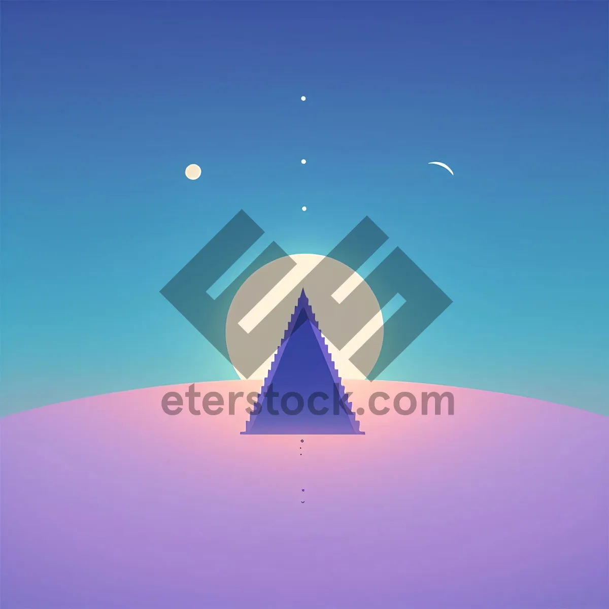 Picture of Wintry Night Sky with Moon, Tree, and Stars