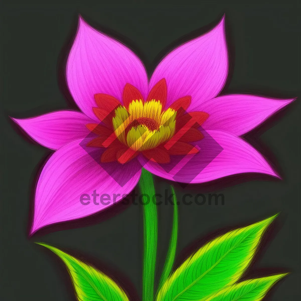 Picture of Colorful Lotus Pattern with Pollen: Floral Spring Wallpaper