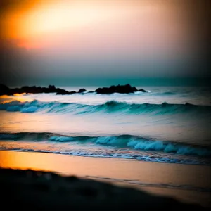 Golden Sunset Over Turquoise Seascape