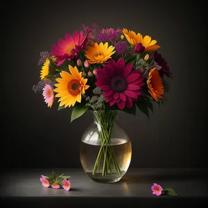 Vibrant Daisy Bouquet in Colorful Vase