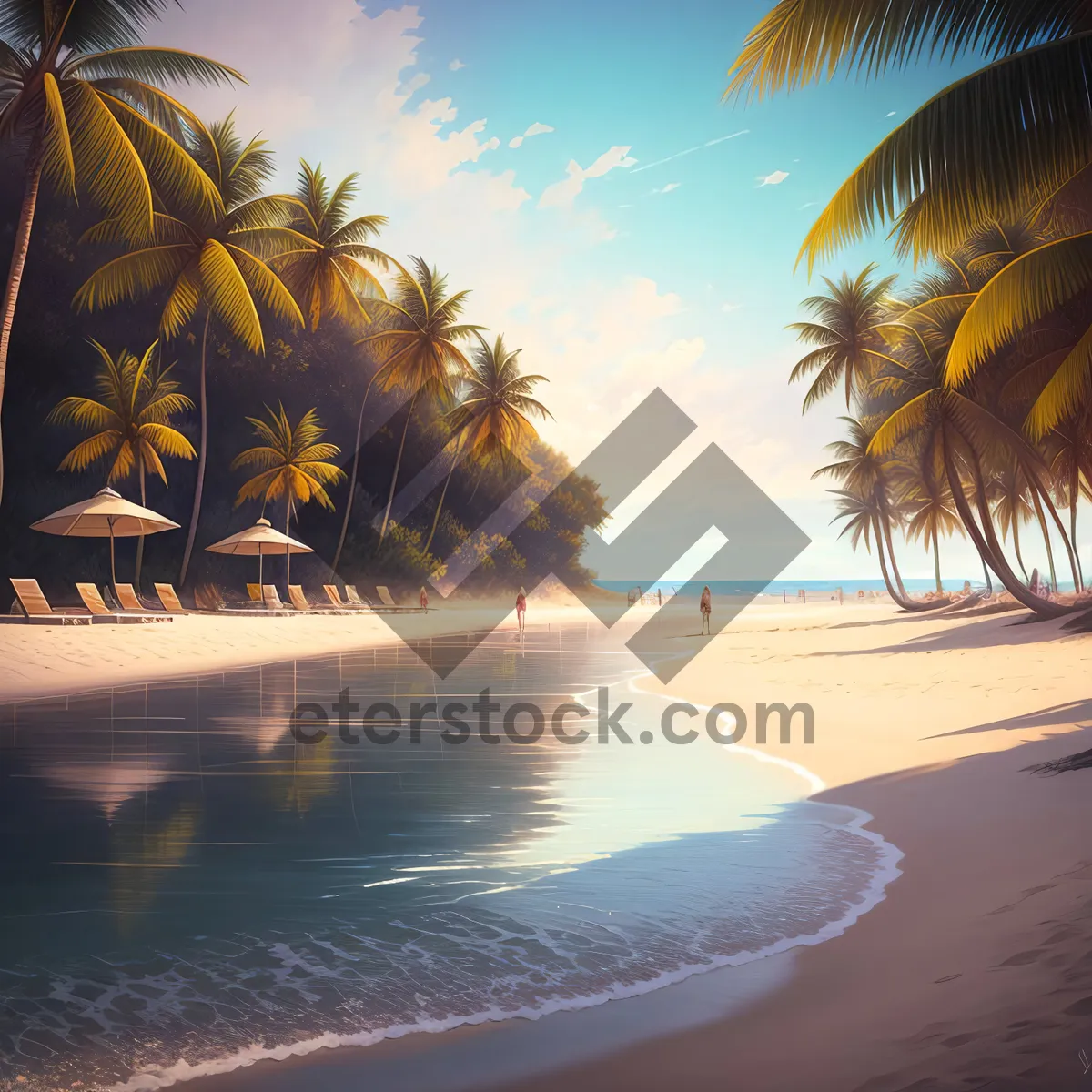 Picture of Sunset Bliss: Tropical Beach Paradise on Palm Island