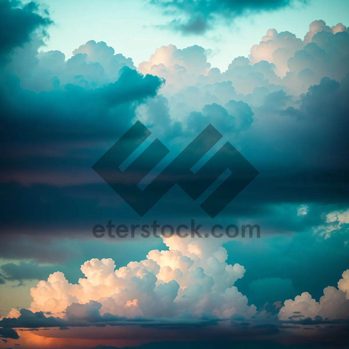 Picture of Vibrant Summer Sky with Fluffy Clouds