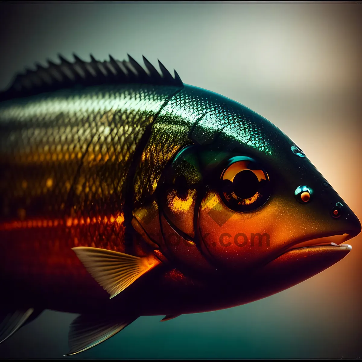 Picture of Close-Up View of Tuna Fish Eye with Striking Eyebrow