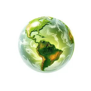 3D Global Earth Map on Glass Sphere Icon