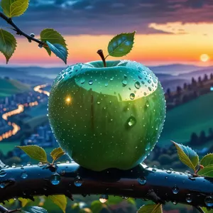 Delicious Granny Smith apple tree decoration for holiday celebration