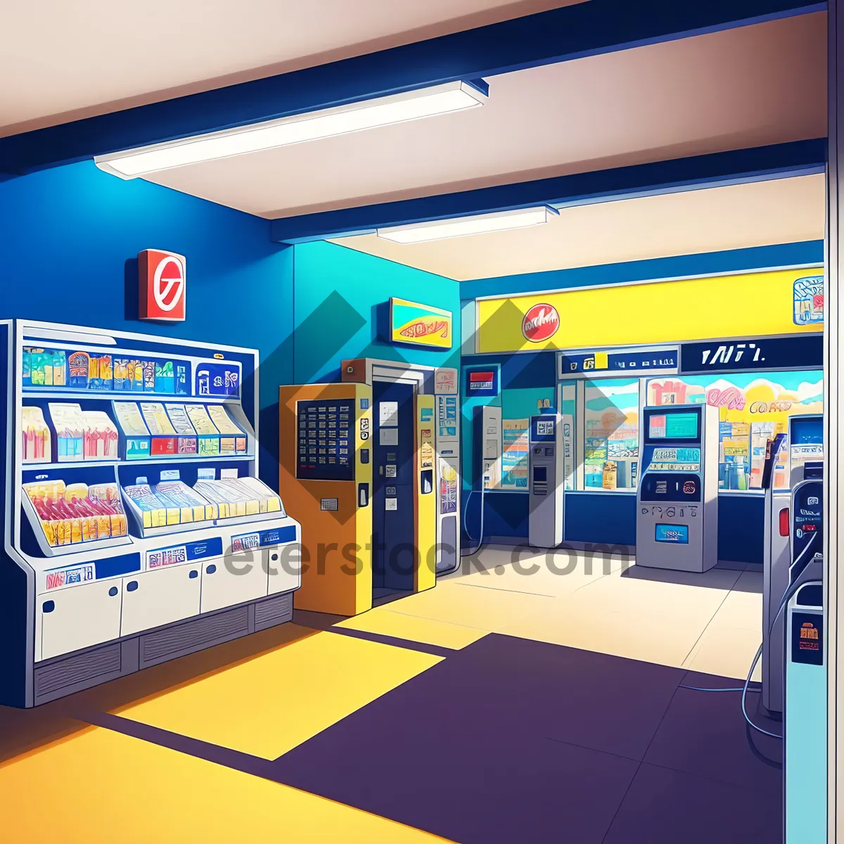 Picture of Modern Interior of 3D Vending Machine in Cafeteria