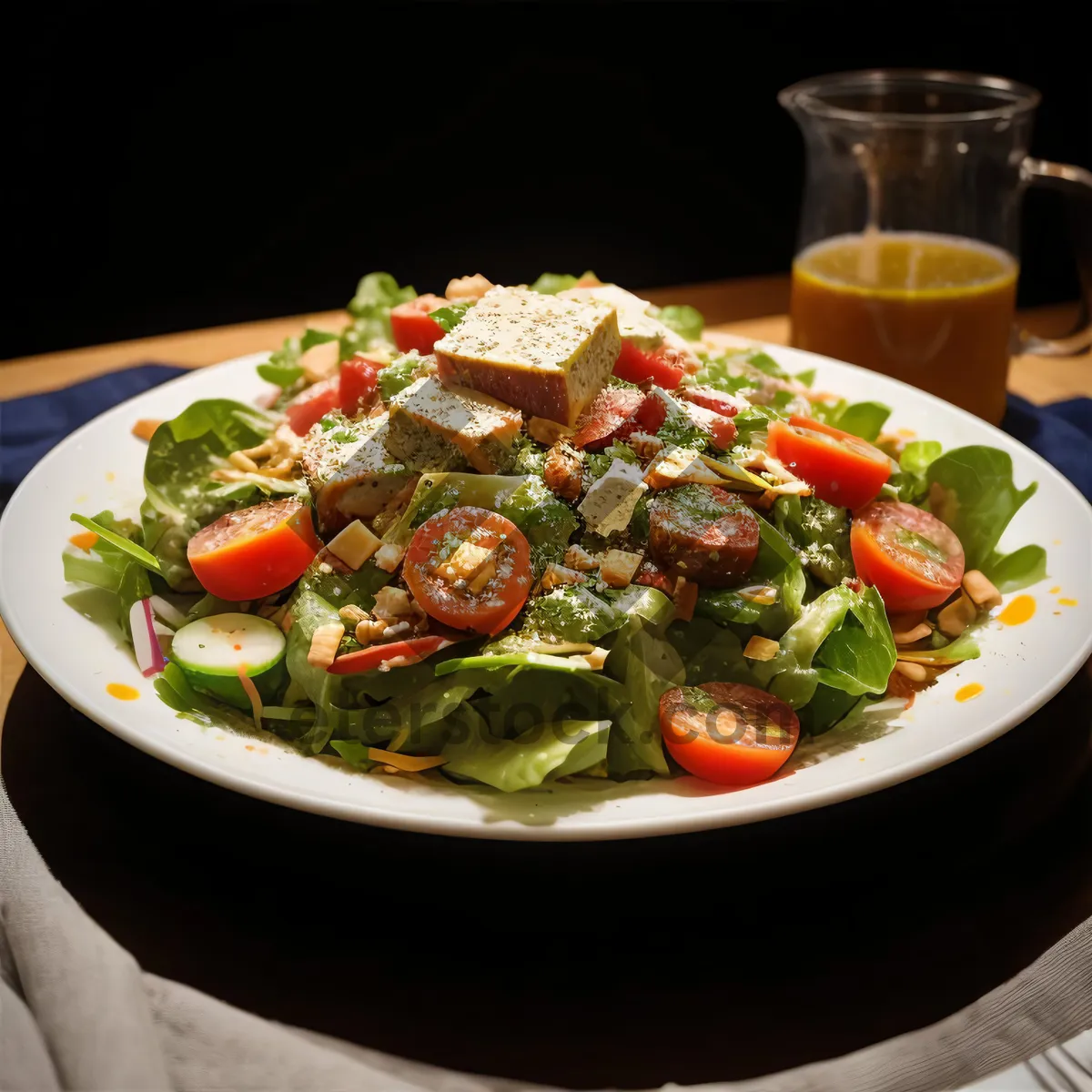 Picture of Healthy salad with fresh vegetables and green peas