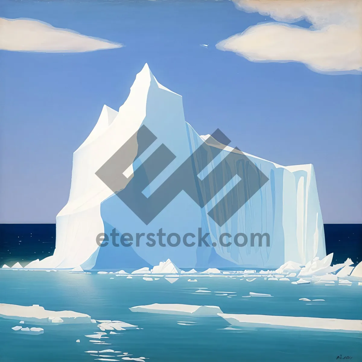Picture of Winter Wonderland: Majestic Iceberg Amidst Cloudscape