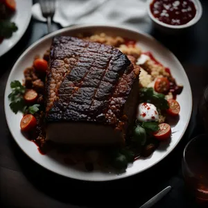 Healthy grilled steak with vegetable salad plate