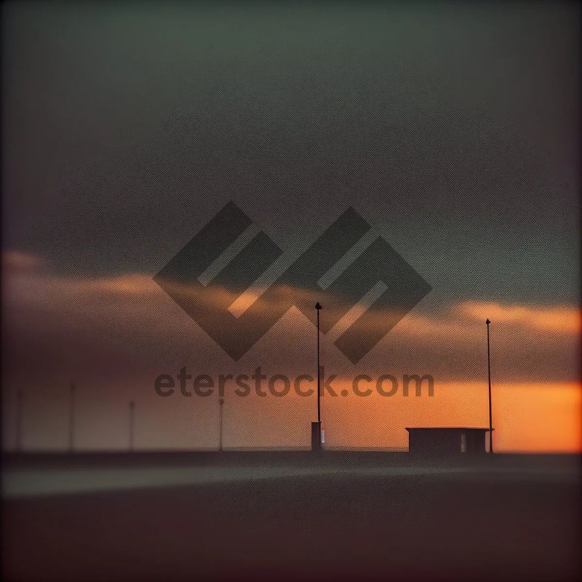 Picture of Golden Coastal Sunset Over Flagpole