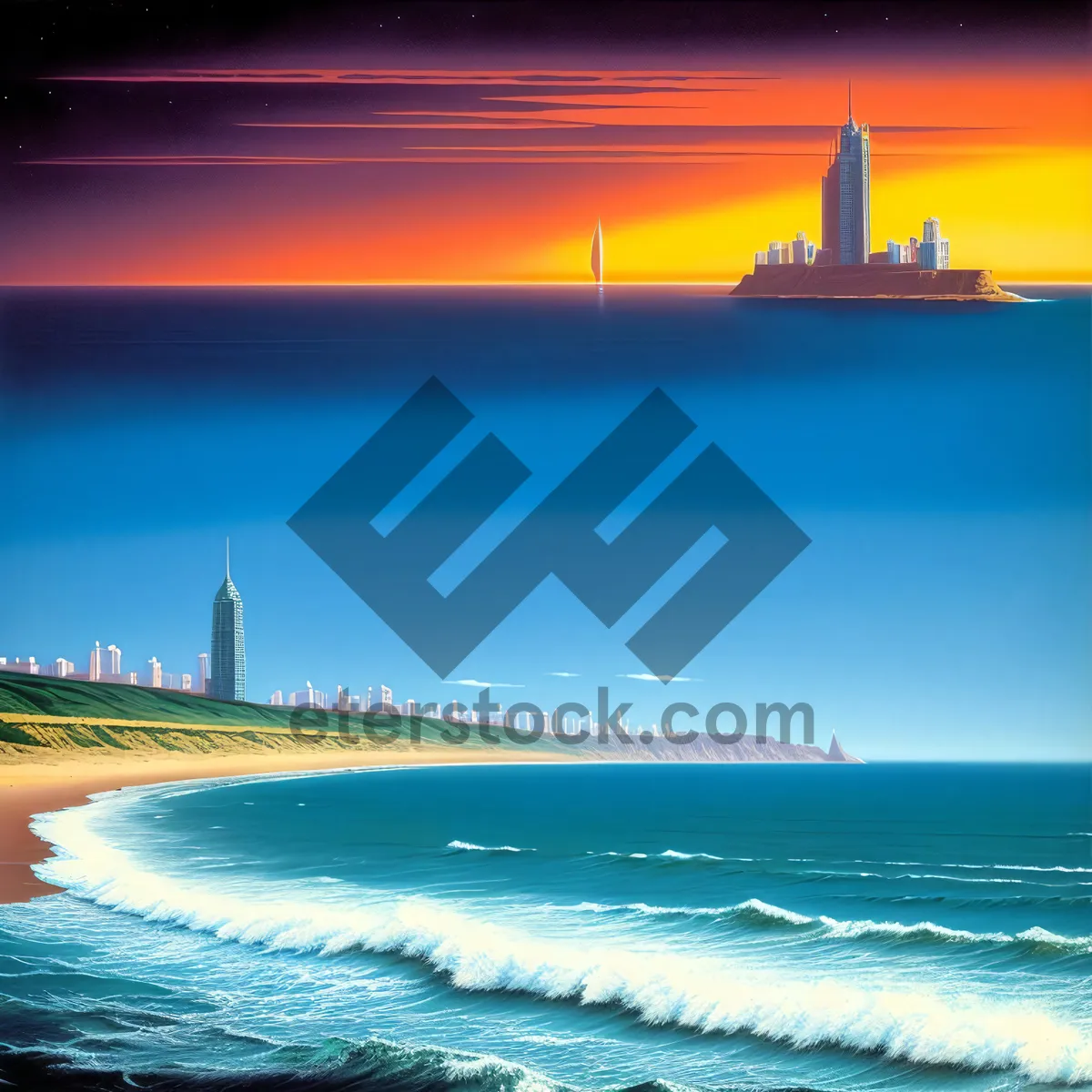 Picture of Breathtaking Tropical Shoreline with Azure Waters