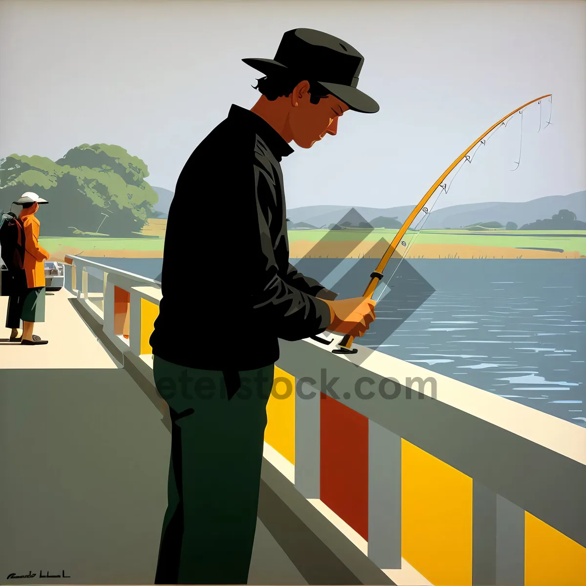 Picture of Beach fisherman with paddle and reel