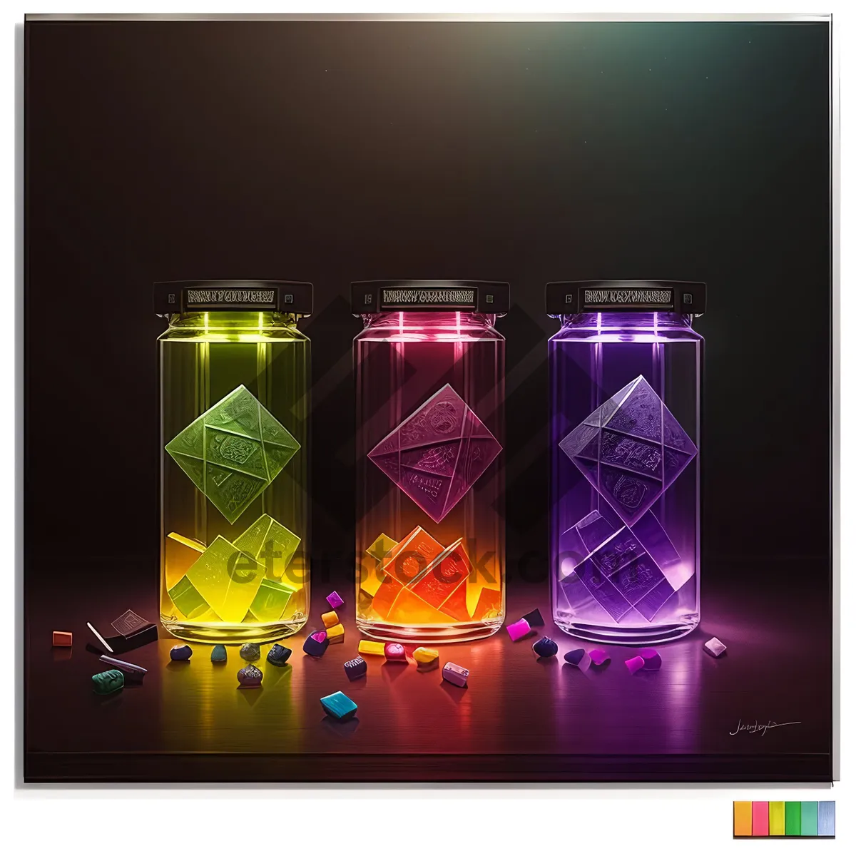 Picture of Luminous Elegance: 3D Perfume Graphic on Glass Card