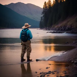 Serene Sunset Reflection on Shore