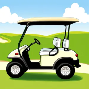 Cartoon Golfer on Green Golf Course