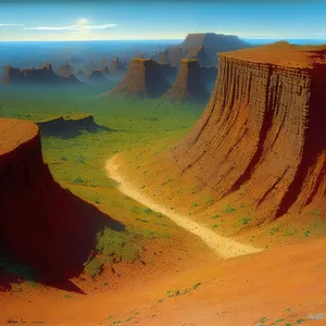 Majestic Southwest Canyon Landscape Underneath the Clear Blue Sky