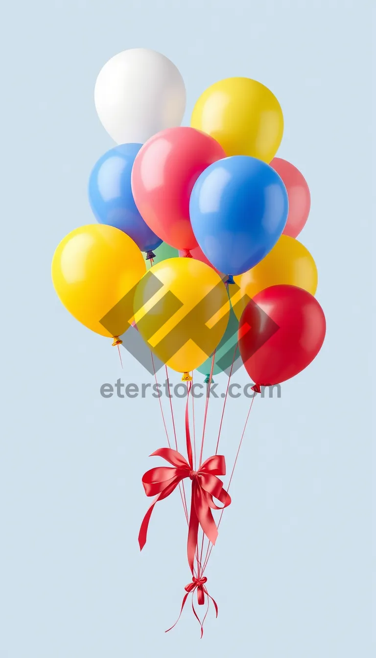 Picture of Colorful Birthday Balloons Floating in the Air