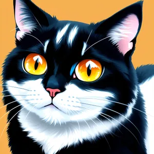 Cute Kitty with Whiskers and Fiery Eyes