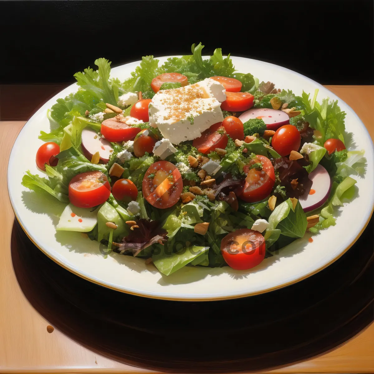 Picture of Fresh Vegetarian Salad with Cheese and Vegetables