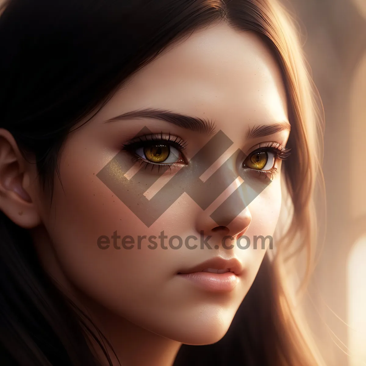 Picture of Beautiful brunette model with captivating smile and attractive eyes