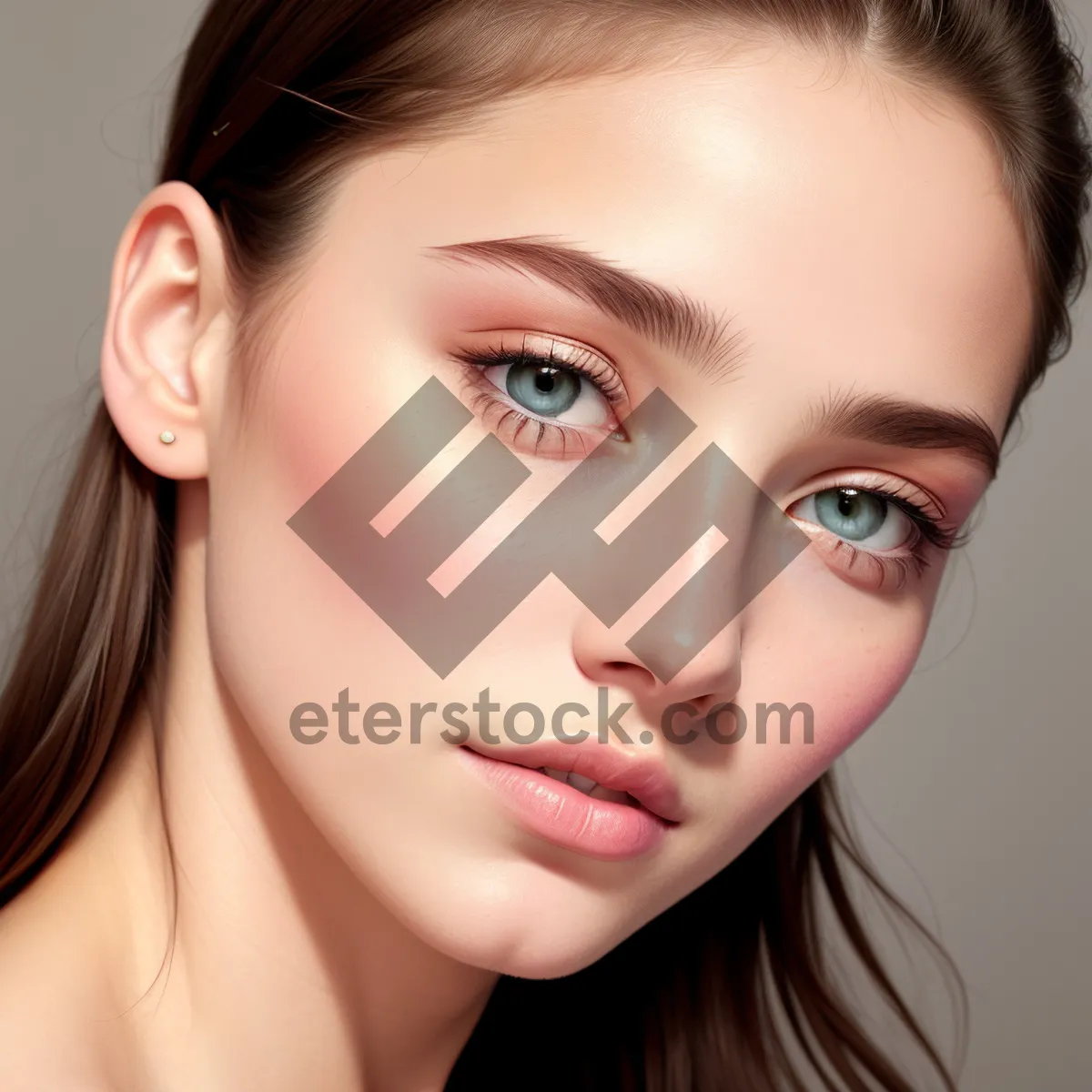 Picture of Sultry Beauty: Close-Up Portrait of Attractive Model with Sensual Lips