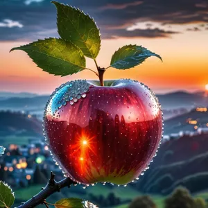 Fresh and delicious organic fruit salad with apple and cherry