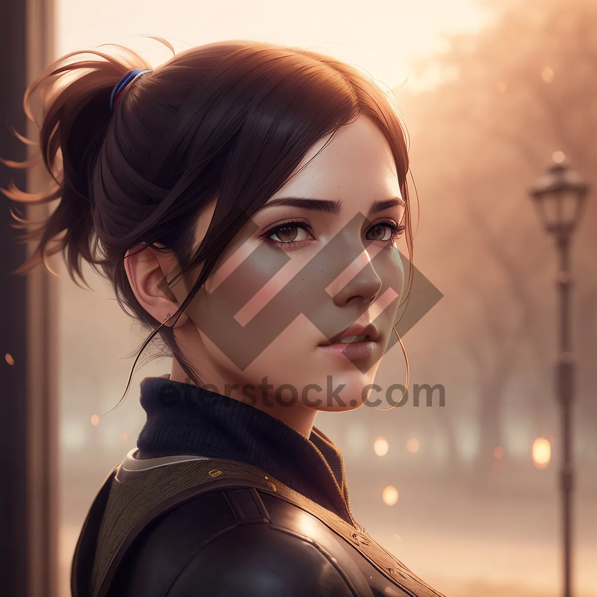 Picture of Stunning Brunette Model with Mesmerizing Eyes and Flawless Skin