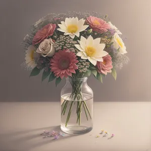 Colorful Floral Bouquet in Glass Vase