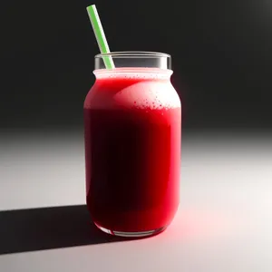 Refreshing Fruit Juice in Glass with Straw