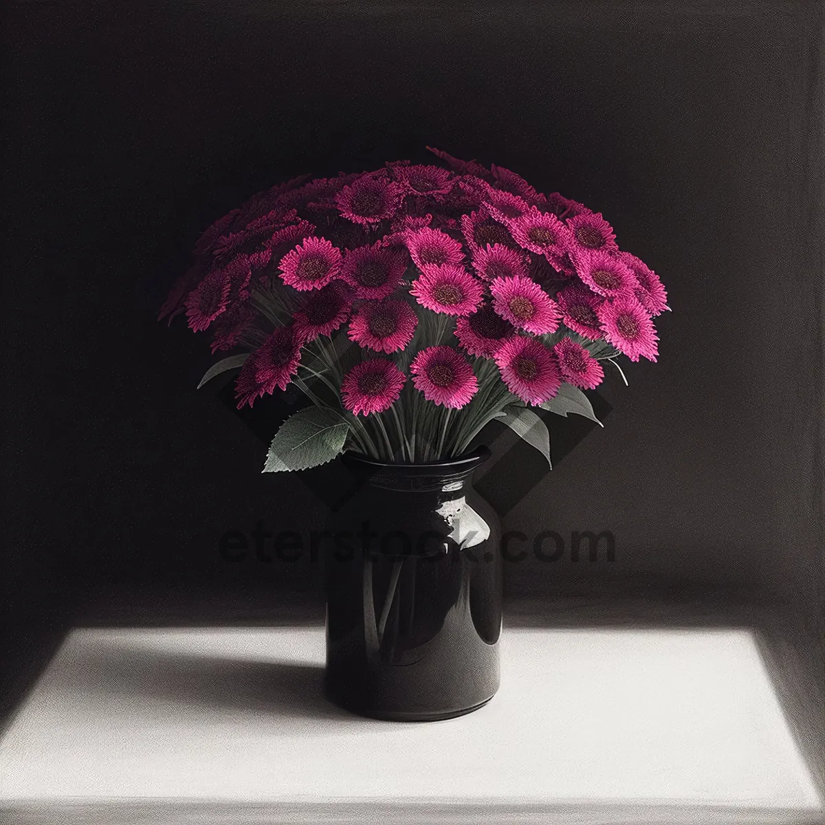 Picture of Pink Rose Bouquet on Table Lamp