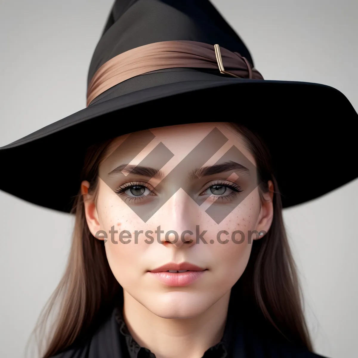 Picture of Smiling Lady in Stylish Cowboy Hat