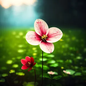 Bright Pink Geranium Blossom in Blooming Garden