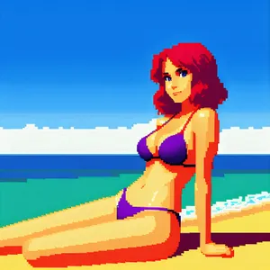 Summer Beauty: Attractive Model in Bikini at the Beach