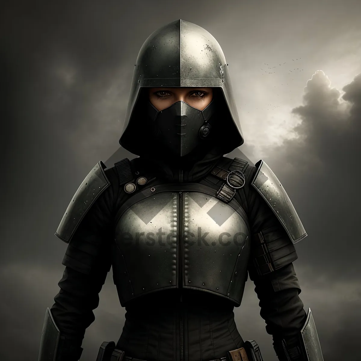 Picture of Warrior in Protective Armor with Shield