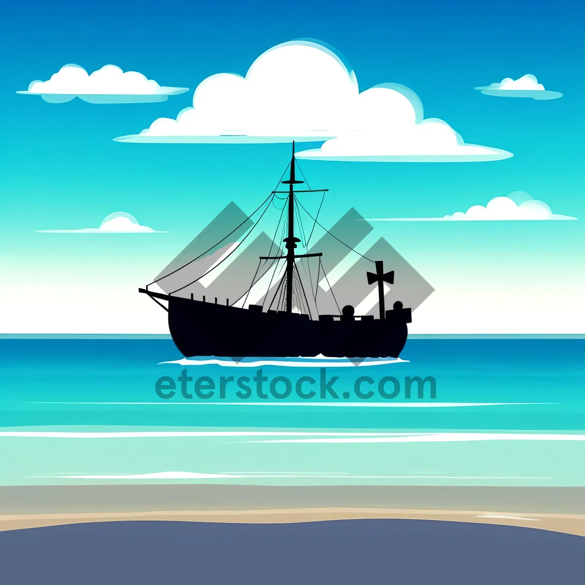 Picture of Pirate Ship Sailing the Vast Ocean