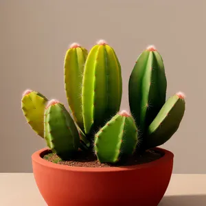Fresh Green Cactus Leaf in Flower Pot